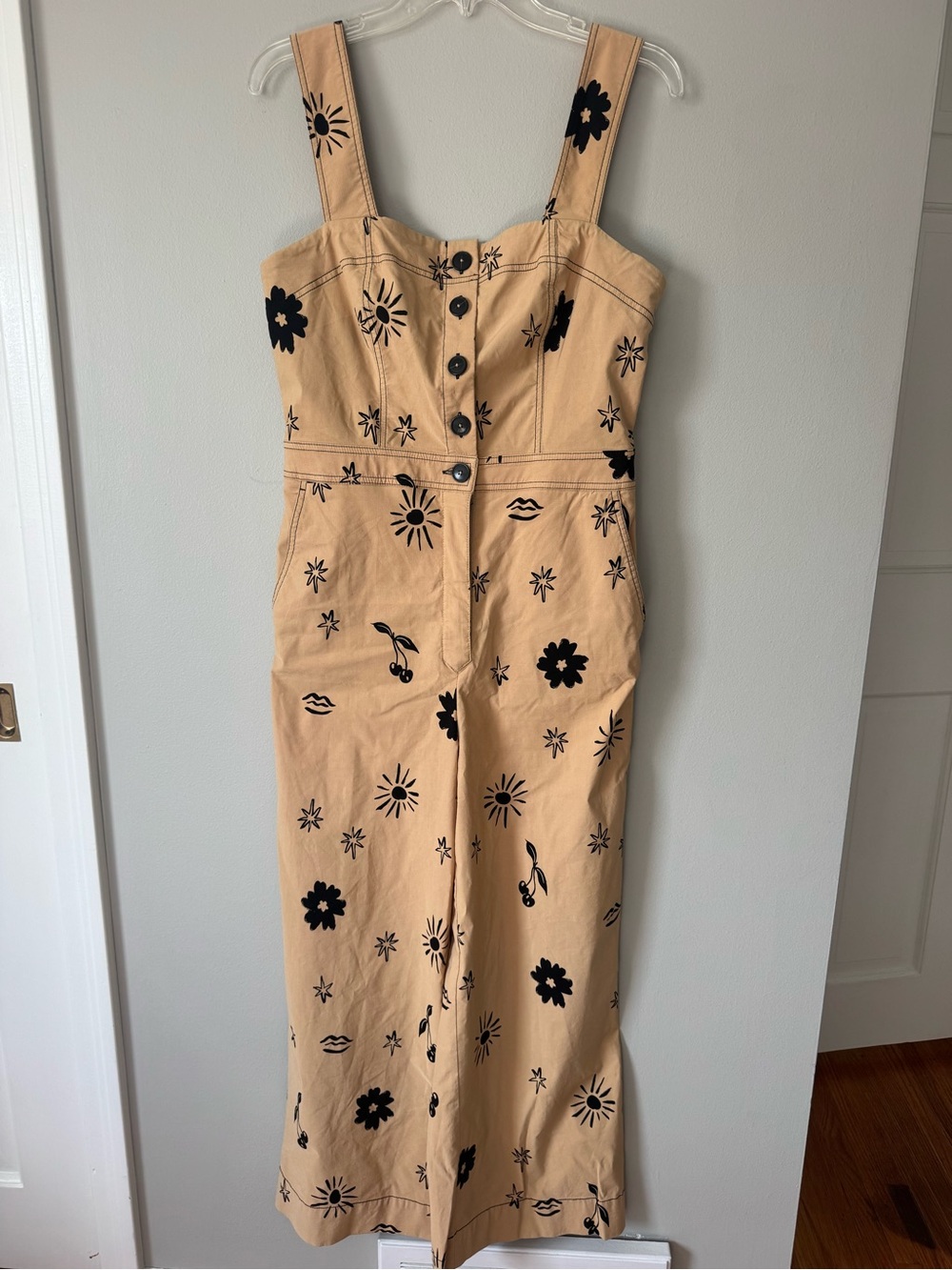 Anthropologie The Colette Wrap Jumpsuit by Maeve Beige Floral Size 12